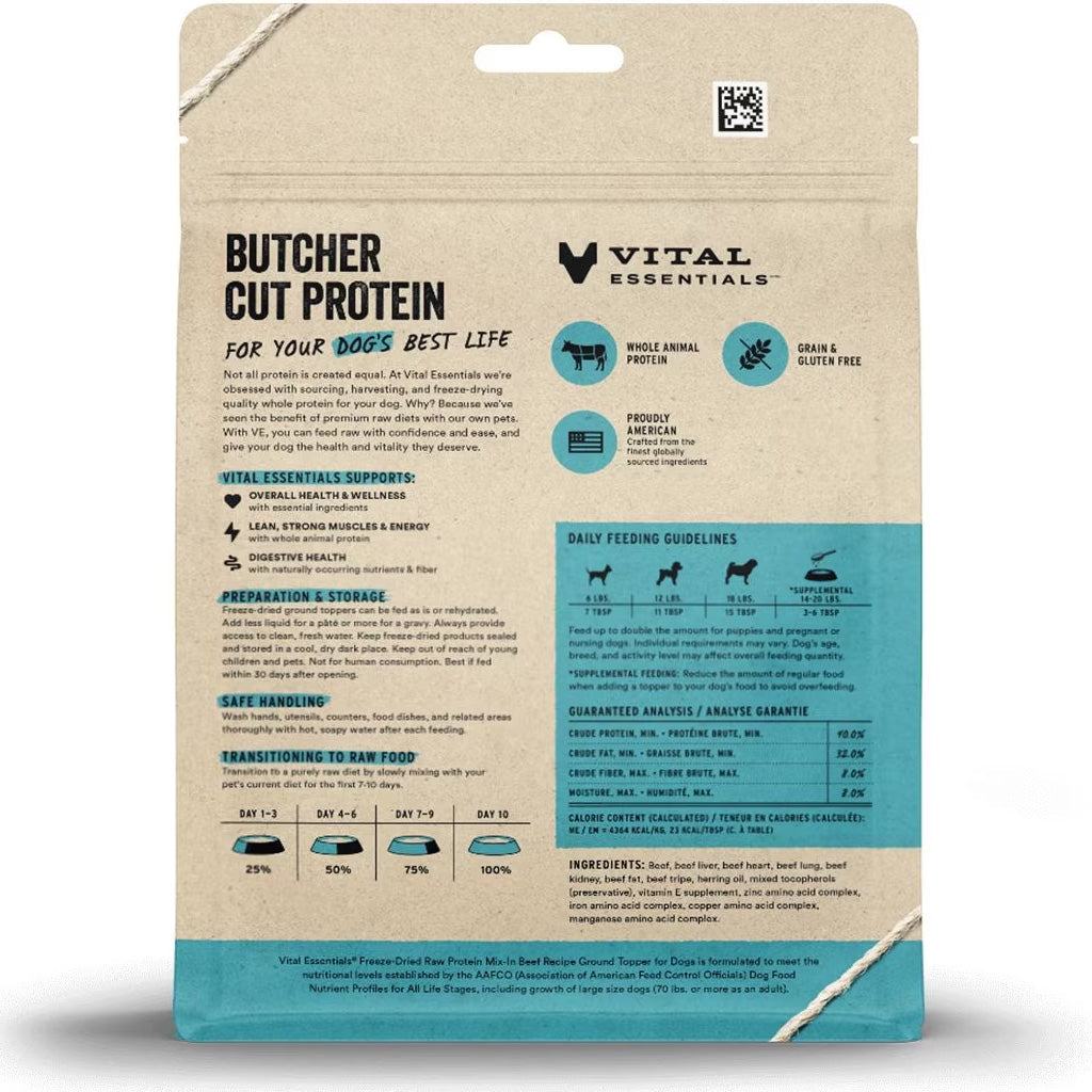 Vital Essentials Freeze-Dried Raw Protein Mix-In Ground Topper for Dogs