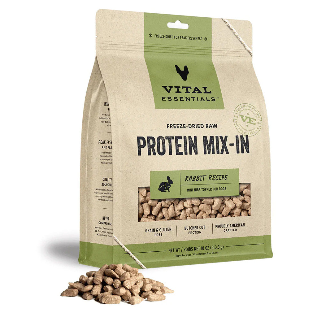 Vital Essentials Freeze-Dried Raw Rabbit Protein Mix-In Meal Topper for Dogs