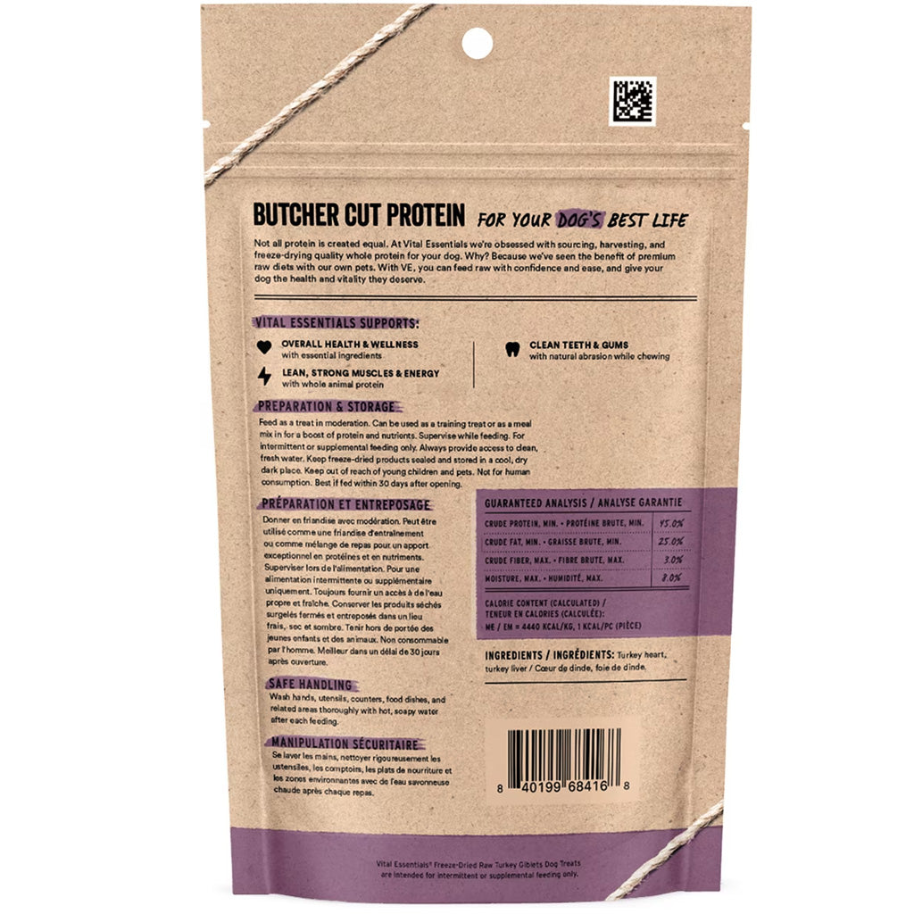 Vital Essentials Freeze-Dried Turkey Giblets Treats for Dogs, 2-oz