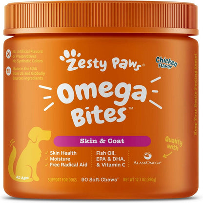 Zesty Paws Omega Bites Chicken Flavored Chews for Dogs (90 ct)