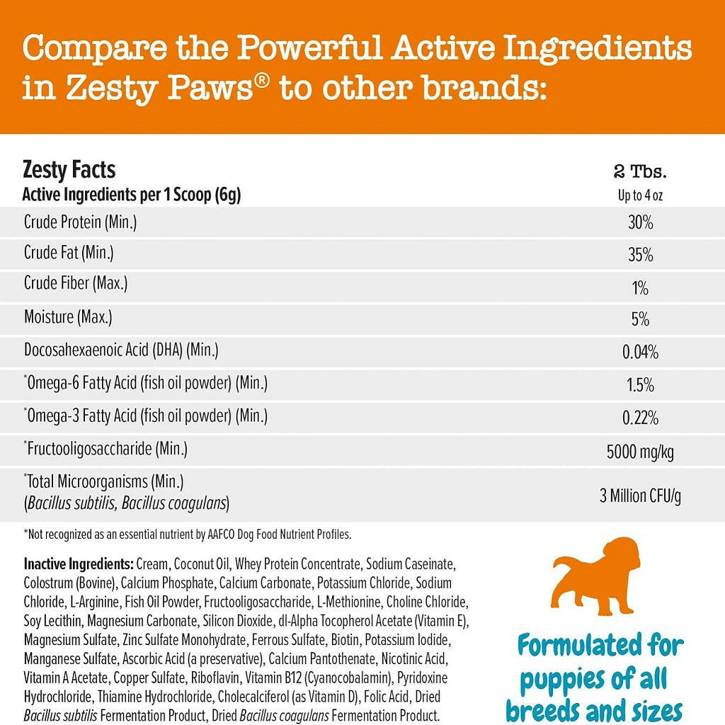 Zesty Paws Puppy Milk Replacer + Colostrum Powder (12 oz)