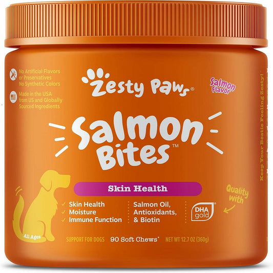 Zesty Paws Salmon Bites Skin Health Chews for Dogs (90 ct)