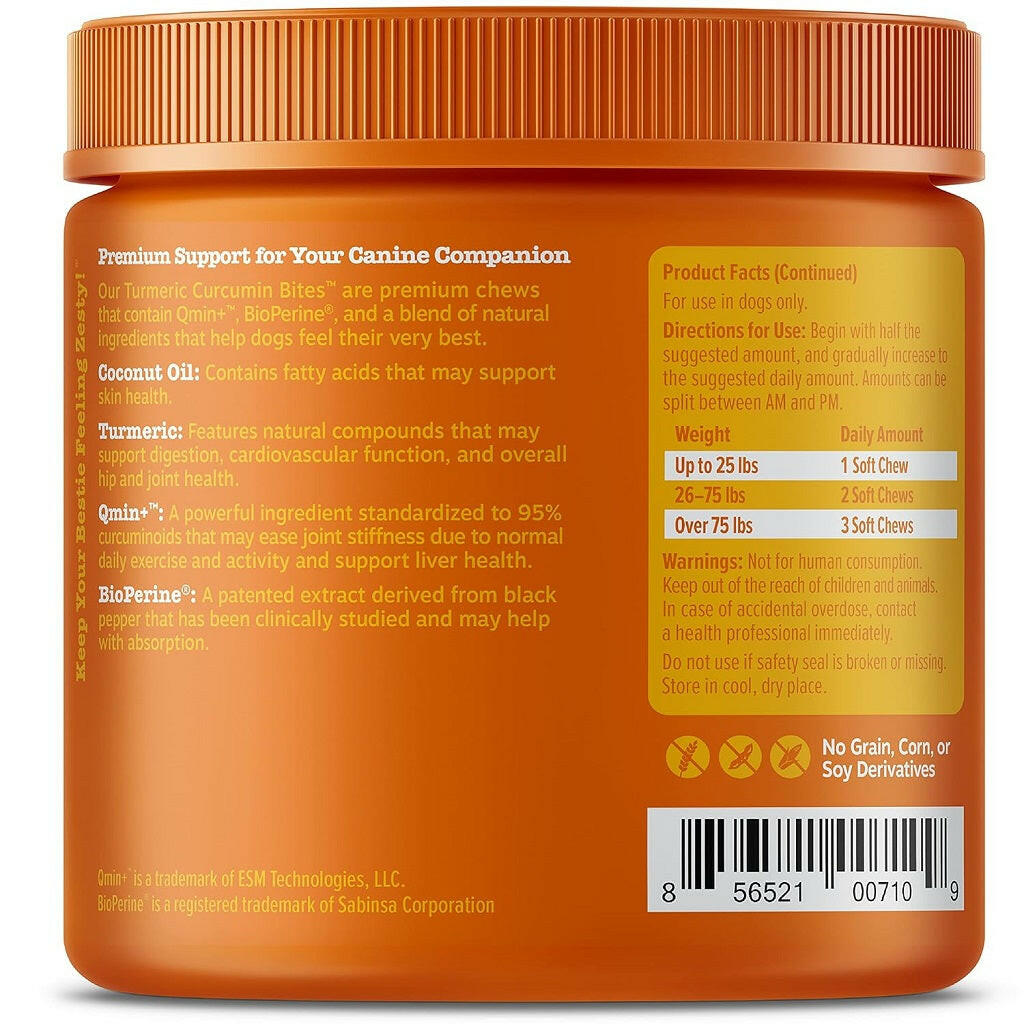 Zesty Paws Turmeric Curcumin Bites Duck Flavored Chews for Dog (90 ct)