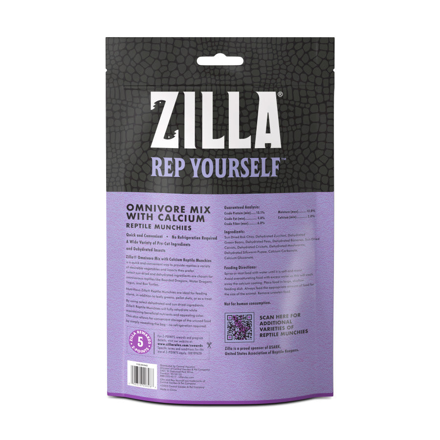 Zilla Reptile Muchies, Omnivore Mix with Calcium, 4-oz
