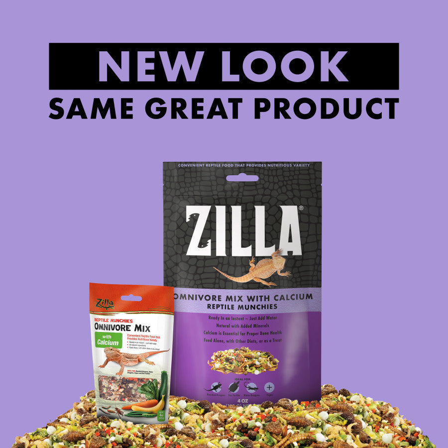 Zilla Reptile Muchies, Omnivore Mix with Calcium, 4-oz