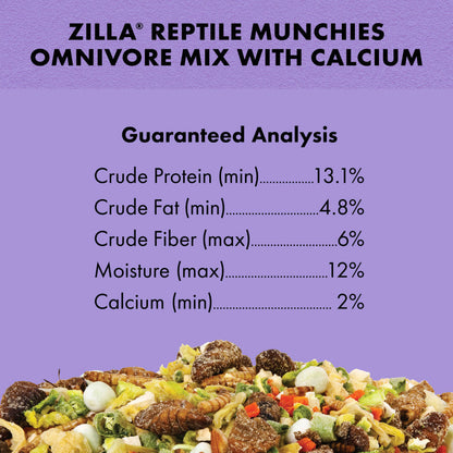 Zilla Reptile Muchies, Omnivore Mix with Calcium, 4-oz