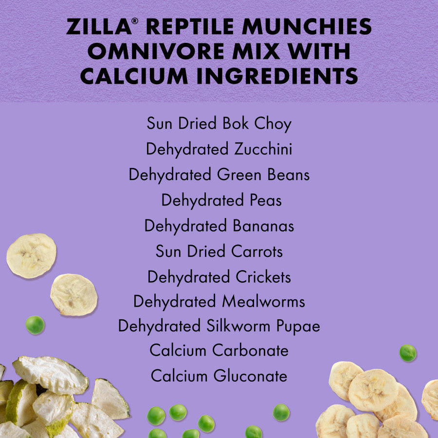 Zilla Reptile Muchies, Omnivore Mix with Calcium, 4-oz