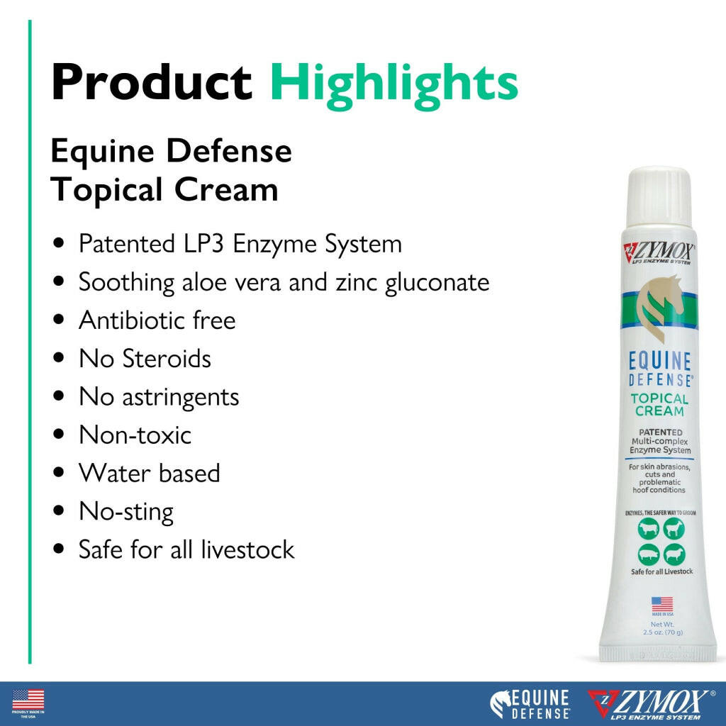 Zymox Equine Defense Skin Cream Horse tube -(2.5 oz)