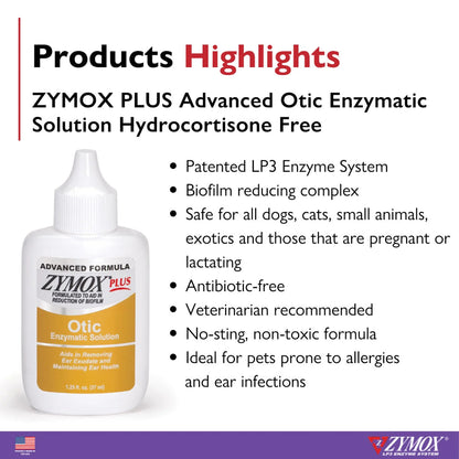 Zymox Plus Advanced Otic Ear Treatment without Hydrocortisone