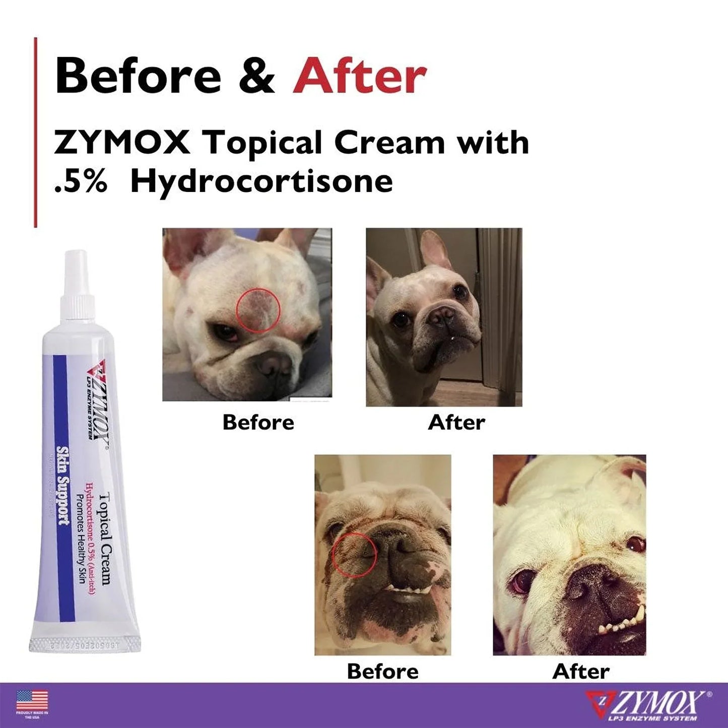 Zymox Topical Cream Hydrocortisone 0.5% for Dogs & Cats