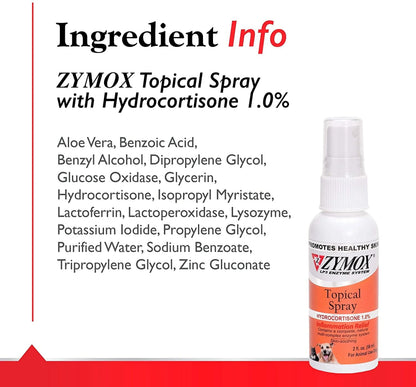 Zymox Veterinary Strength Topical Spray Hydrocortisone 1.0% for Dogs & Cats